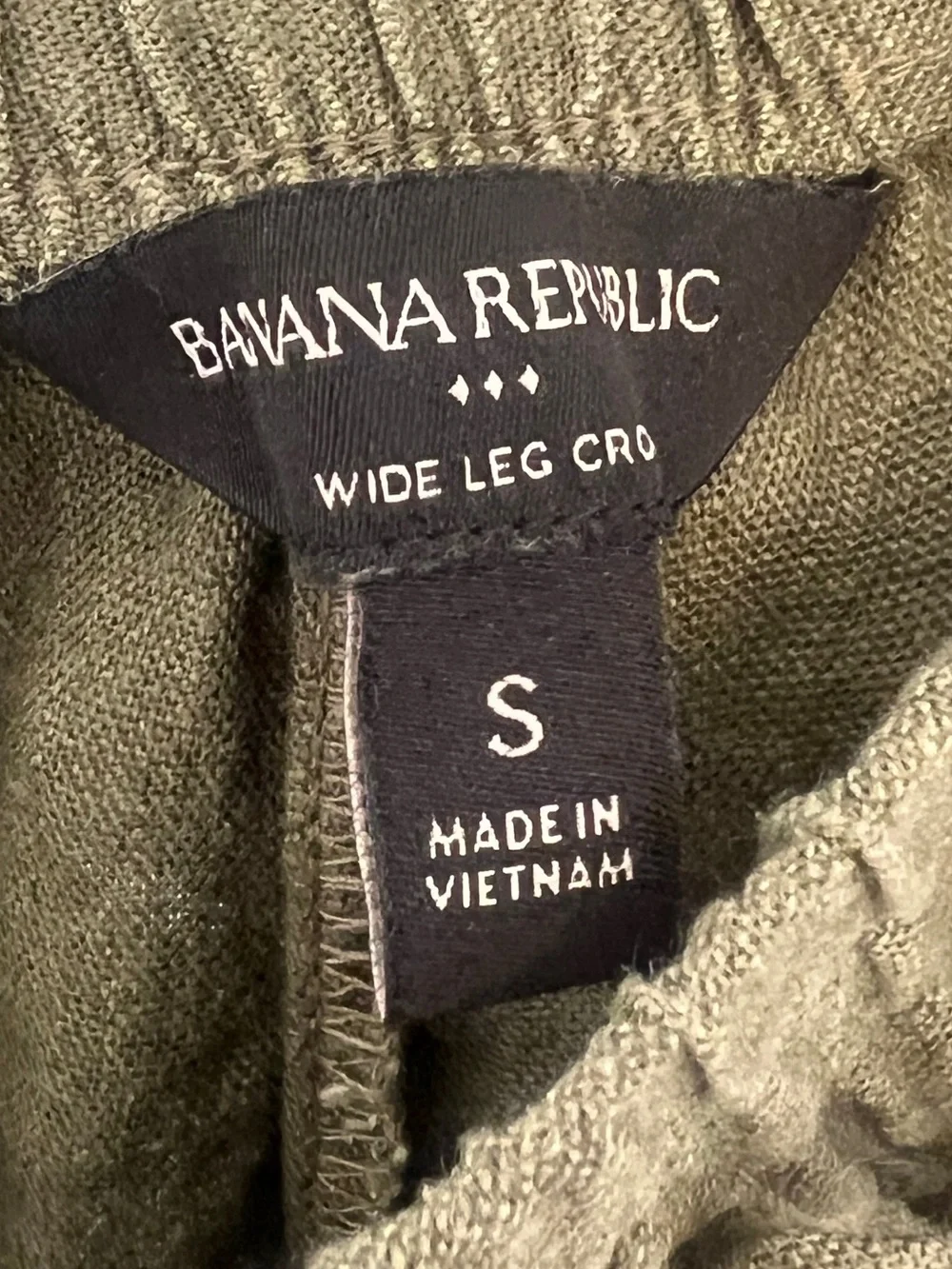BANANA REPUBLIC Women's Olive Green Linen Drawstring Wide Leg Crop Pants Size S